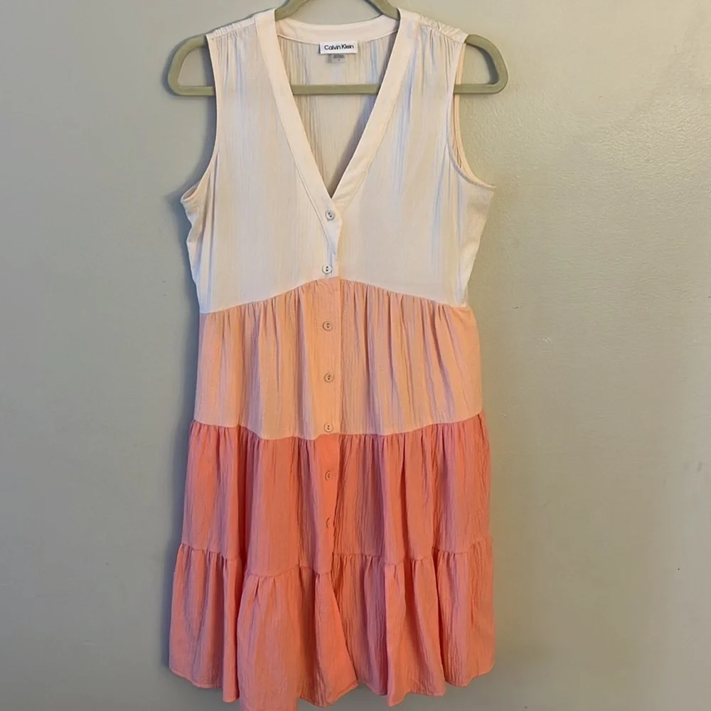 Calvin Klein Dress Rayon Ombre Orange Coral size 4 - Picture 4 of 7